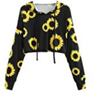 super cute sunflower crop hoodie